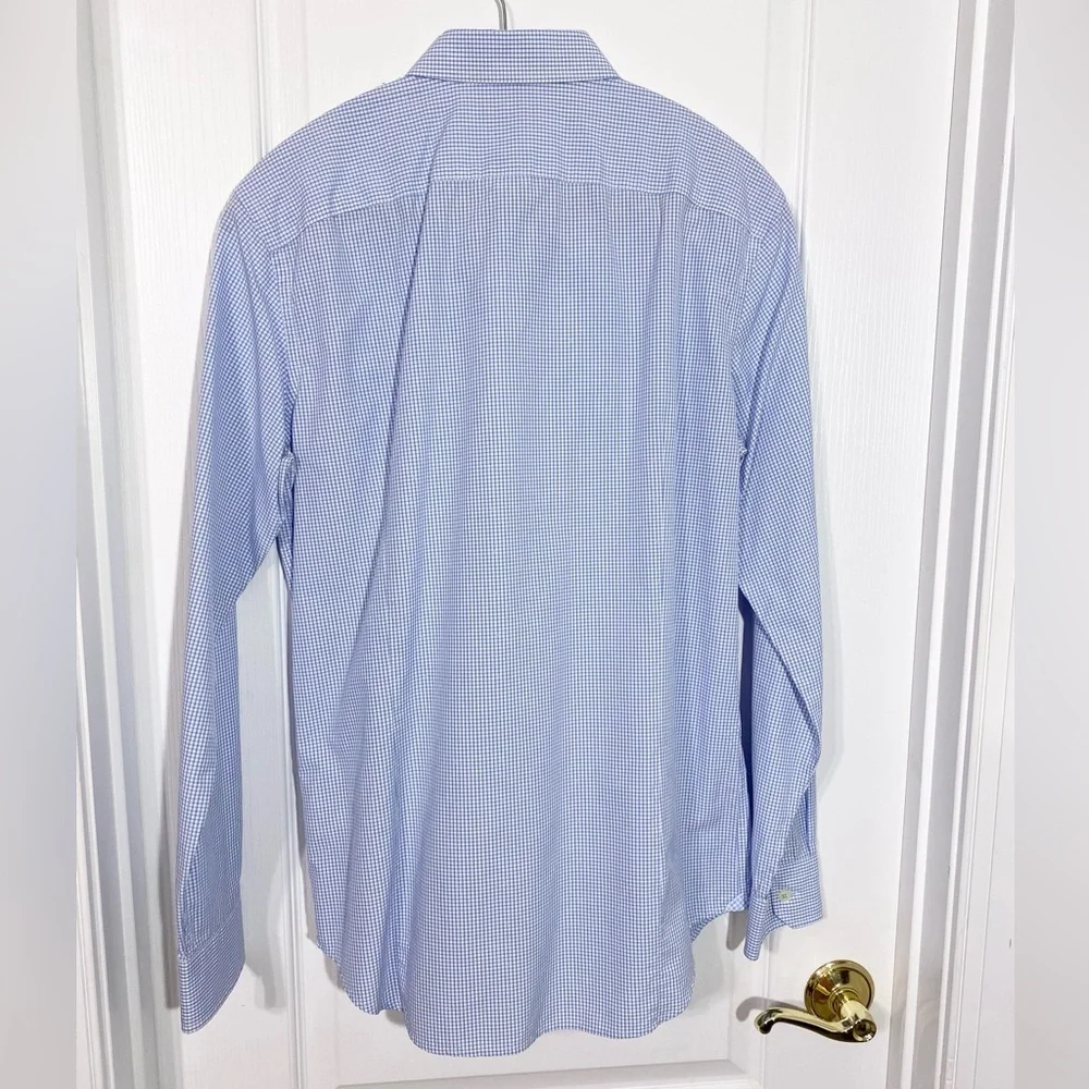 Banana Republic 120s Supima Cotton Gingham Dress Shirt Light Blue Men’s Medium
